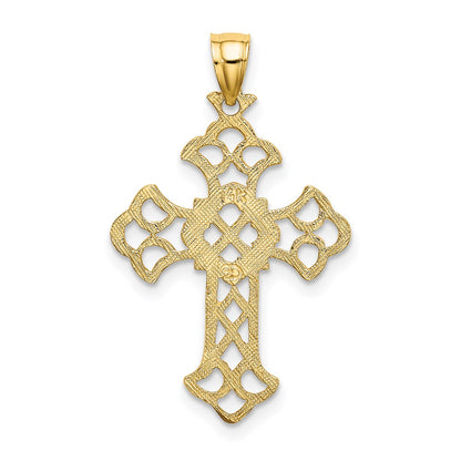 14K Yellow Gold Delicate Cut-Out Cross Charm