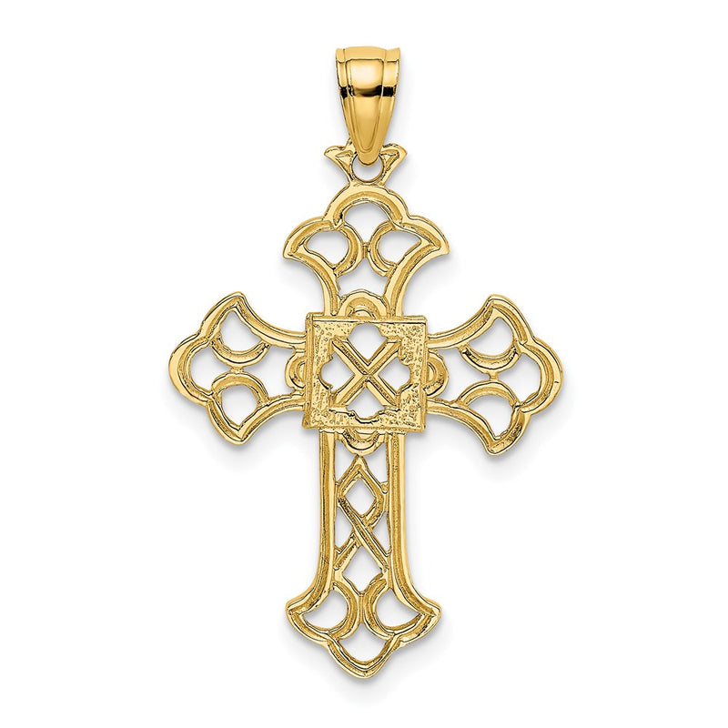 14K Yellow Gold Delicate Cut-Out Cross Charm