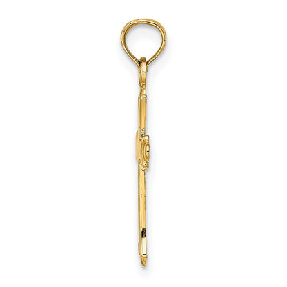14K Yellow Gold 2-D Polished Cross Charm