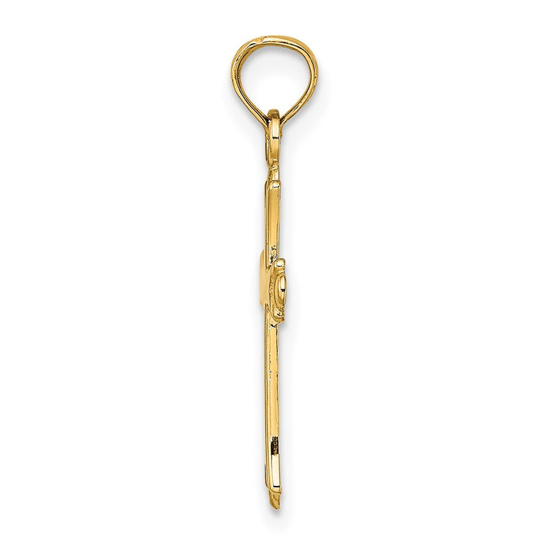 14K Yellow Gold 2-D Polished Cross Charm