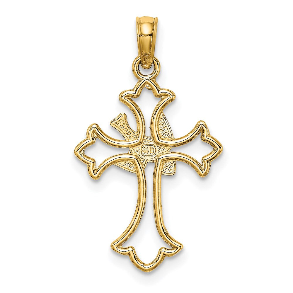 14K Yellow Gold Cut-Out Dove Center Cross Charm