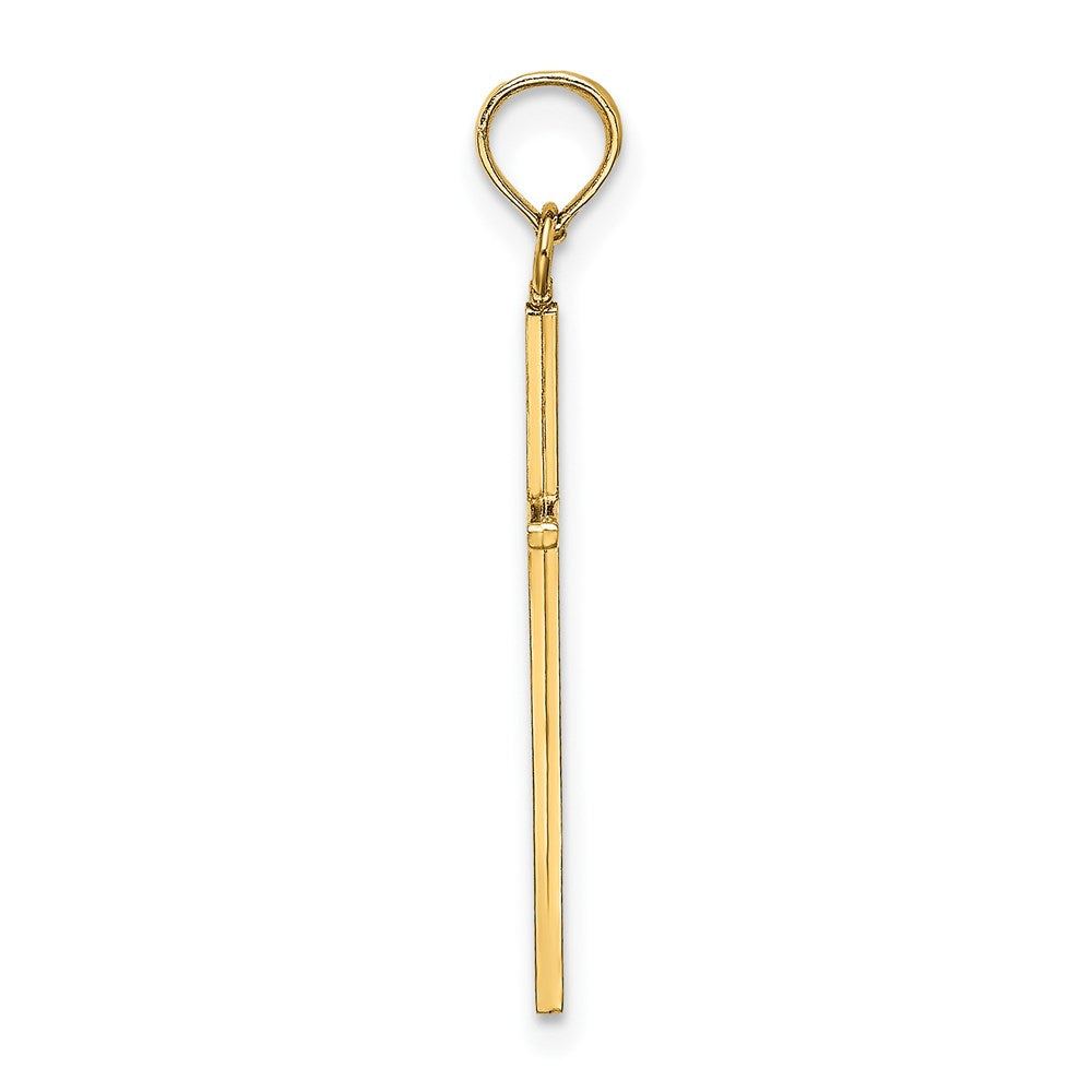 14K Yellow Gold 3-D And Polished Stick Cross Charm