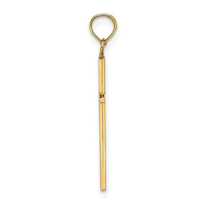 14K Yellow Gold 3-D And Polished Stick Cross Charm