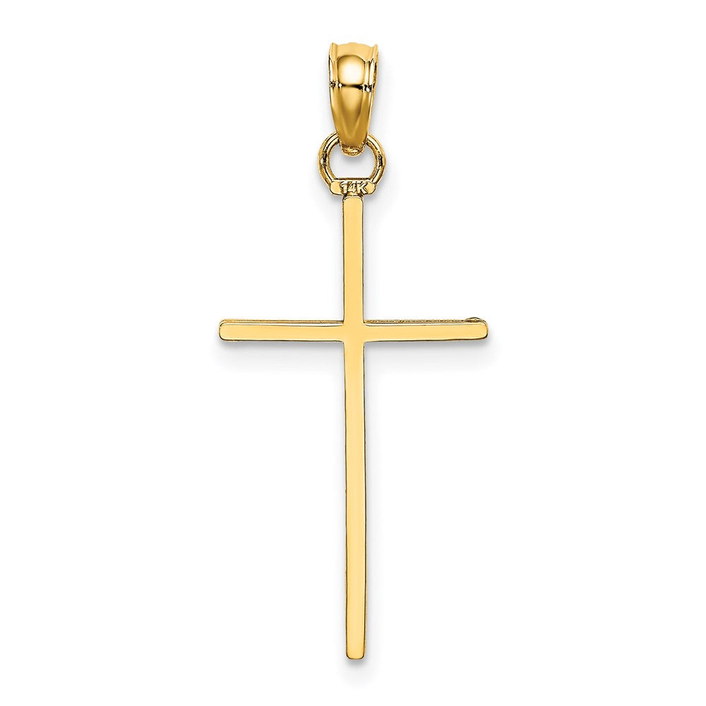 14K Yellow Gold 3-D And Polished Stick Cross Charm