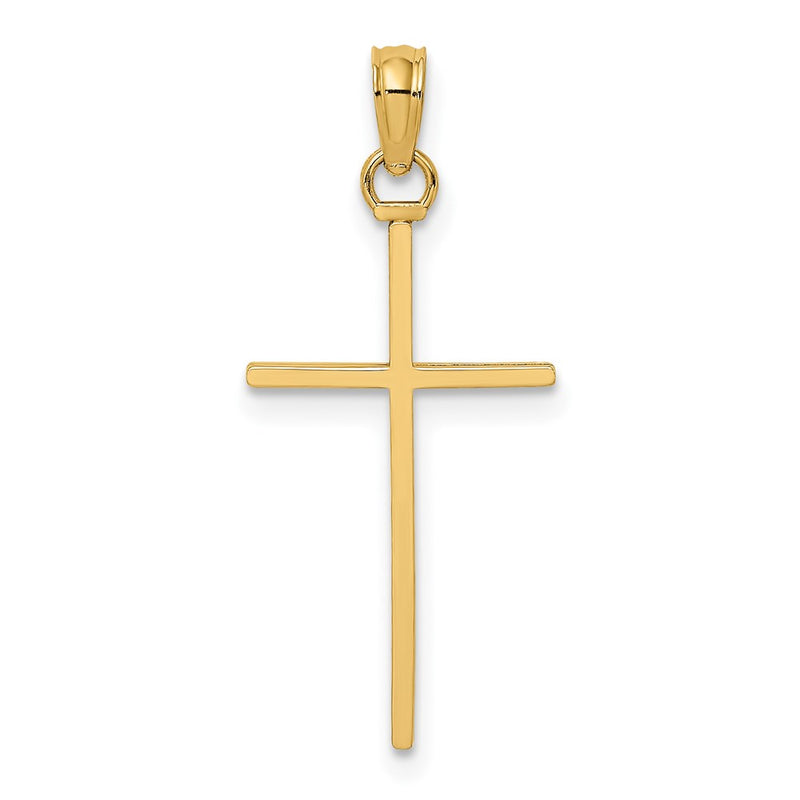 14K Yellow Gold 3-D And Polished Stick Cross Charm