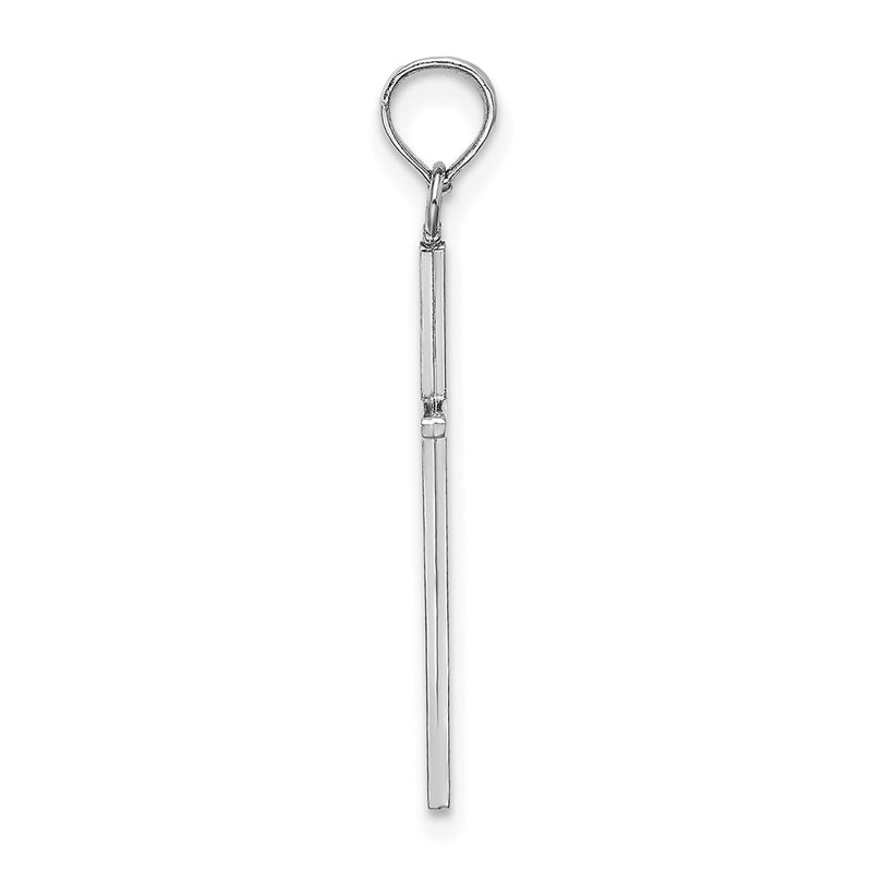 14K White Gold 3-D And Polished Stick Cross Charm