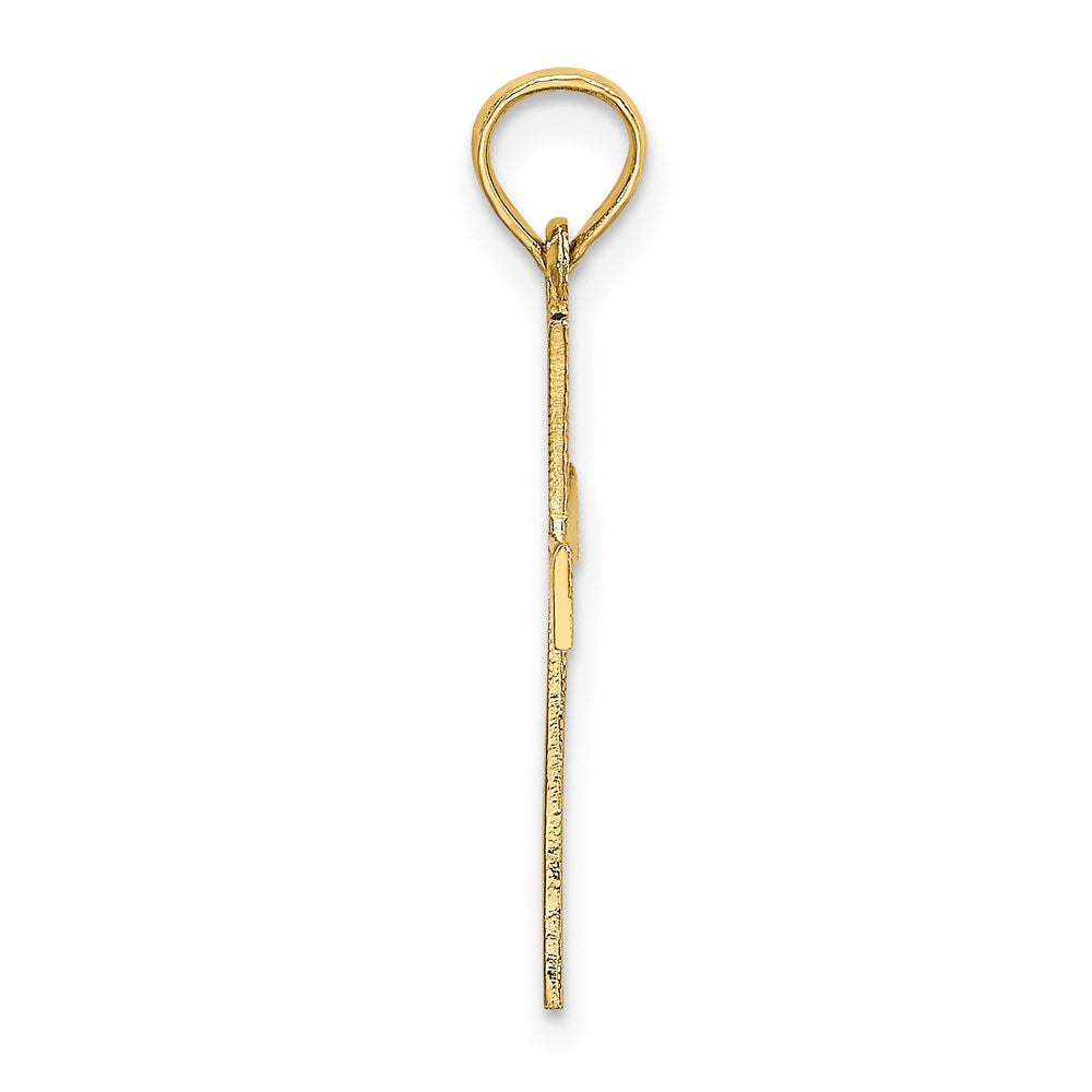 14K Yellow Gold Engraved Cross W/Flared Tips Charm