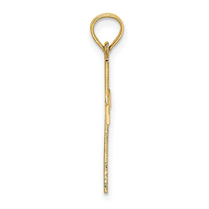 14K Yellow Gold Engraved Cross W/Flared Tips Charm
