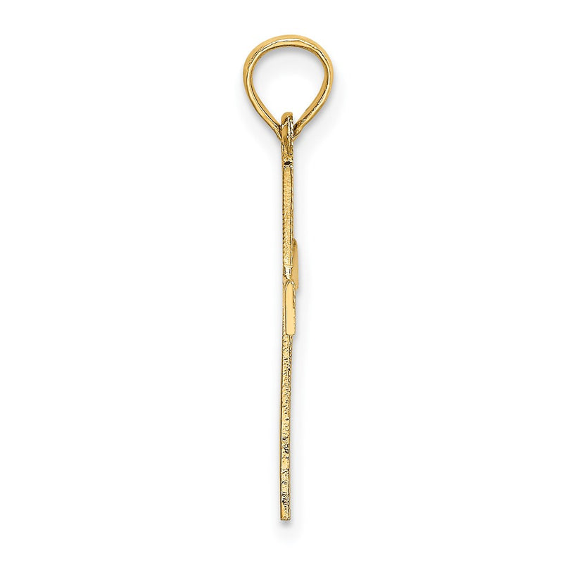 14K Yellow Gold Engraved Cross W/Flared Tips Charm