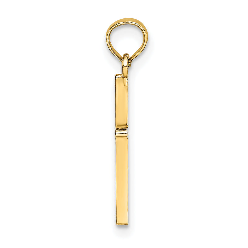 14K Yellow Gold D/C And Polished Cross Charm