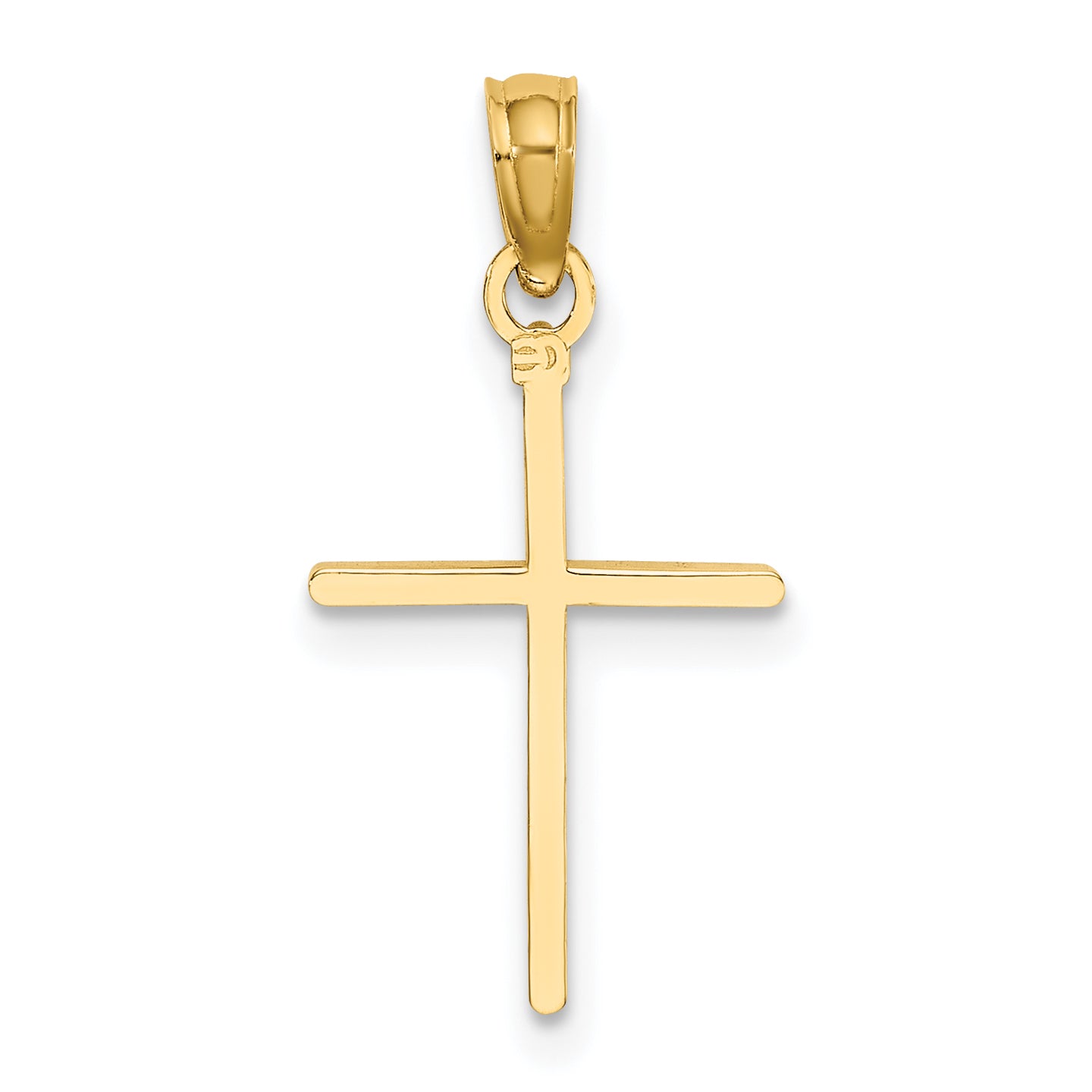 14K Yellow Gold D/C And Polished Cross Charm
