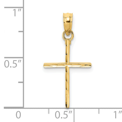 14K Yellow Gold D/C And Polished Cross Charm