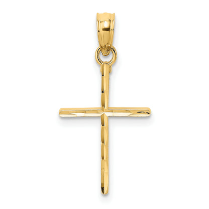 14K Yellow Gold D/C And Polished Cross Charm