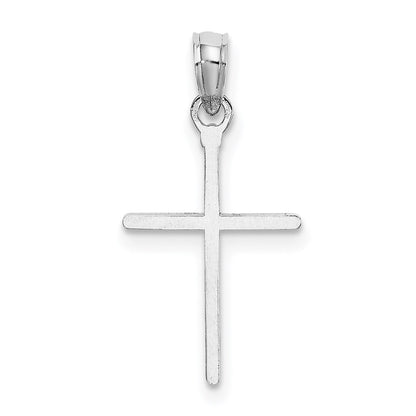 14K White Gold D/C And Polished Cross Charm