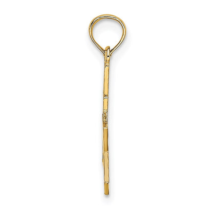 14K Yellow Gold Polished / Engraved Star Of David And Cross Charm