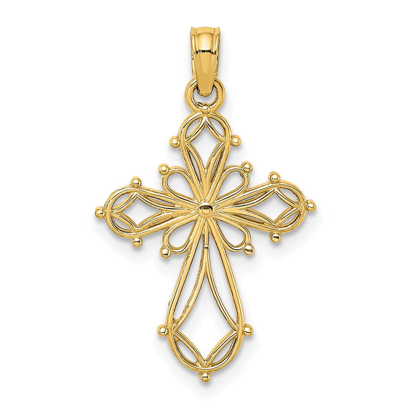 14K Yellow Gold Cut-Out Fancy Cross Charm