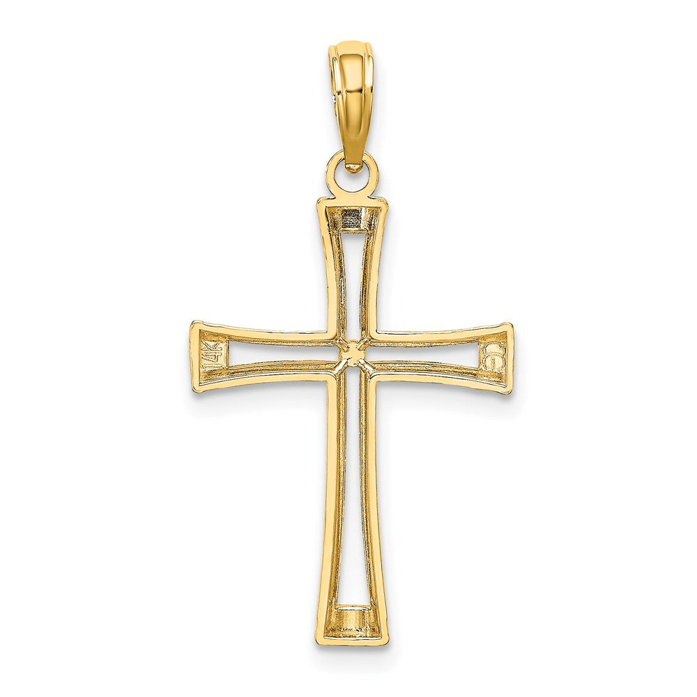 14K Yellow Gold Polished And Cut-Out Cross