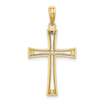 14K Yellow Gold Polished And Cut-Out Cross