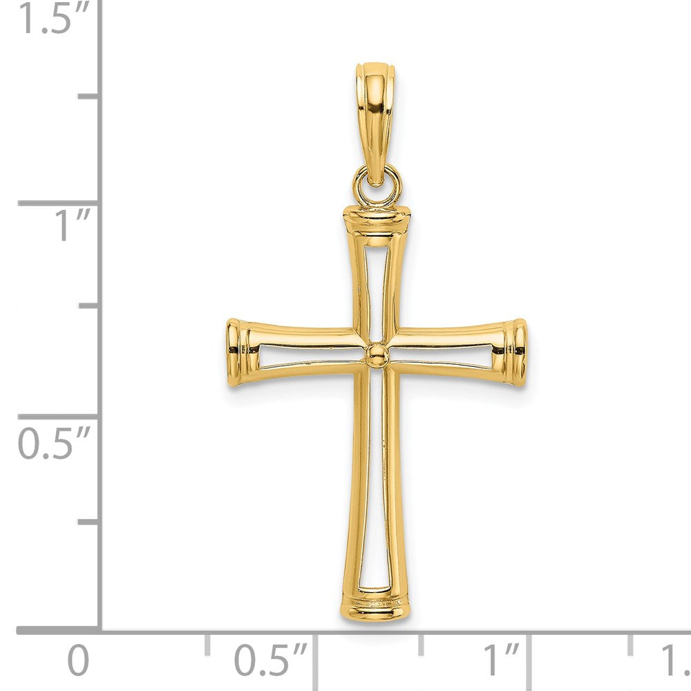 14K Yellow Gold Polished And Cut-Out Cross