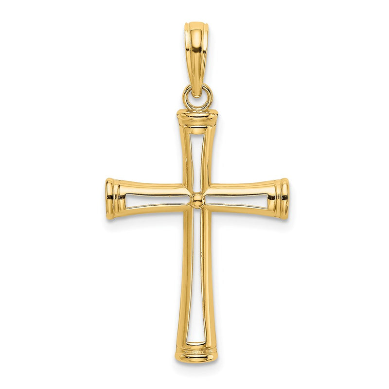 14K Yellow Gold Polished And Cut-Out Cross