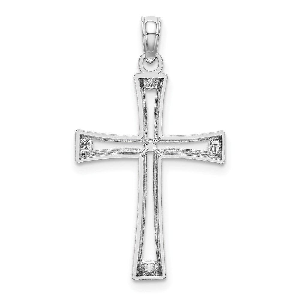 14K White Gold Polished And Cut-Out Cross