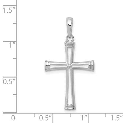 14K White Gold Polished And Cut-Out Cross
