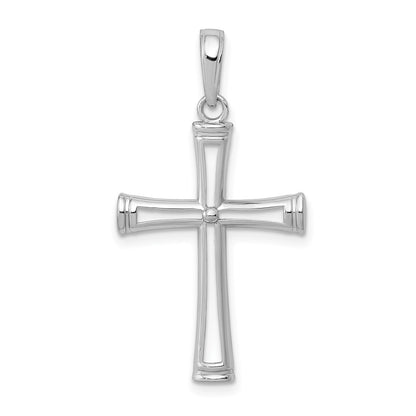 14K White Gold Polished And Cut-Out Cross