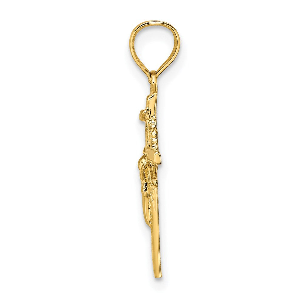14K Yellow Gold 2-D Starburst Crucifix Charm