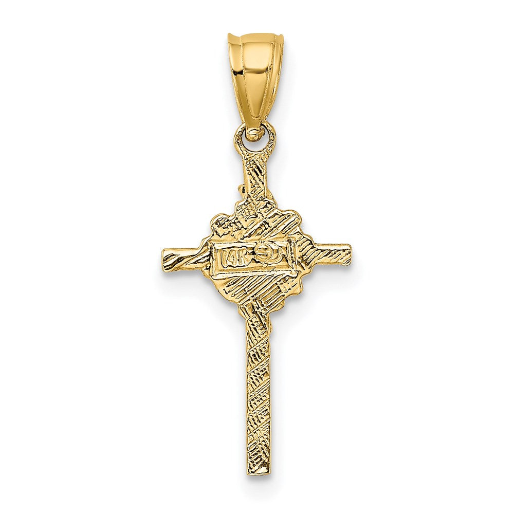 14K Yellow Gold 2-D Starburst Crucifix Charm