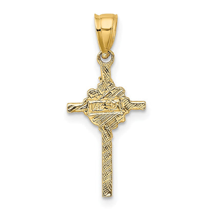 14K Yellow Gold 2-D Starburst Crucifix Charm