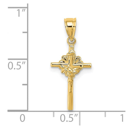 14K Yellow Gold 2-D Starburst Crucifix Charm