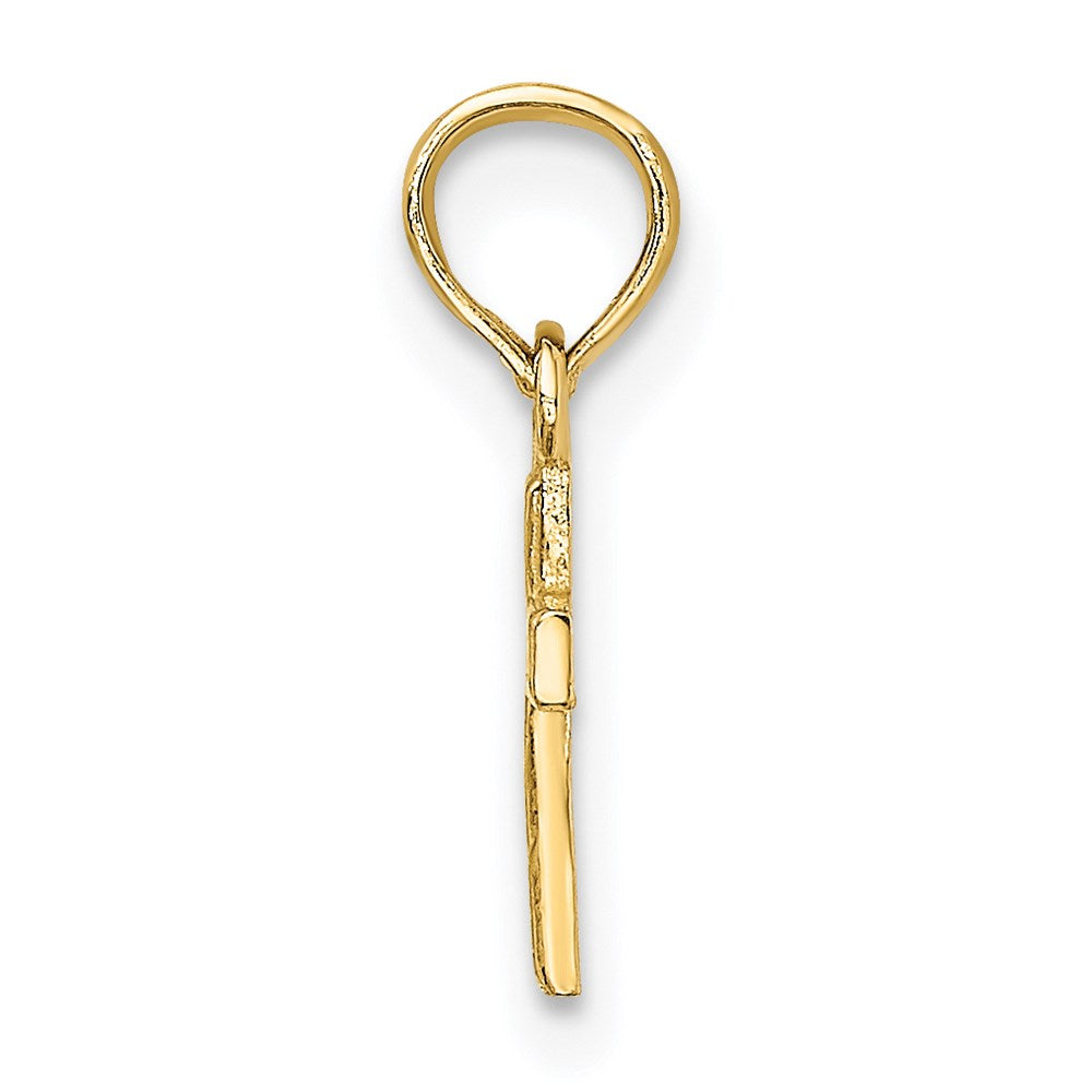 14K Yellow Gold Polished And Engraved Mini Cross Charm