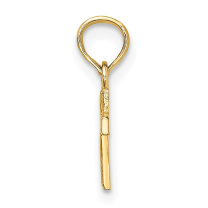 14K Yellow Gold Polished And Engraved Mini Cross Charm