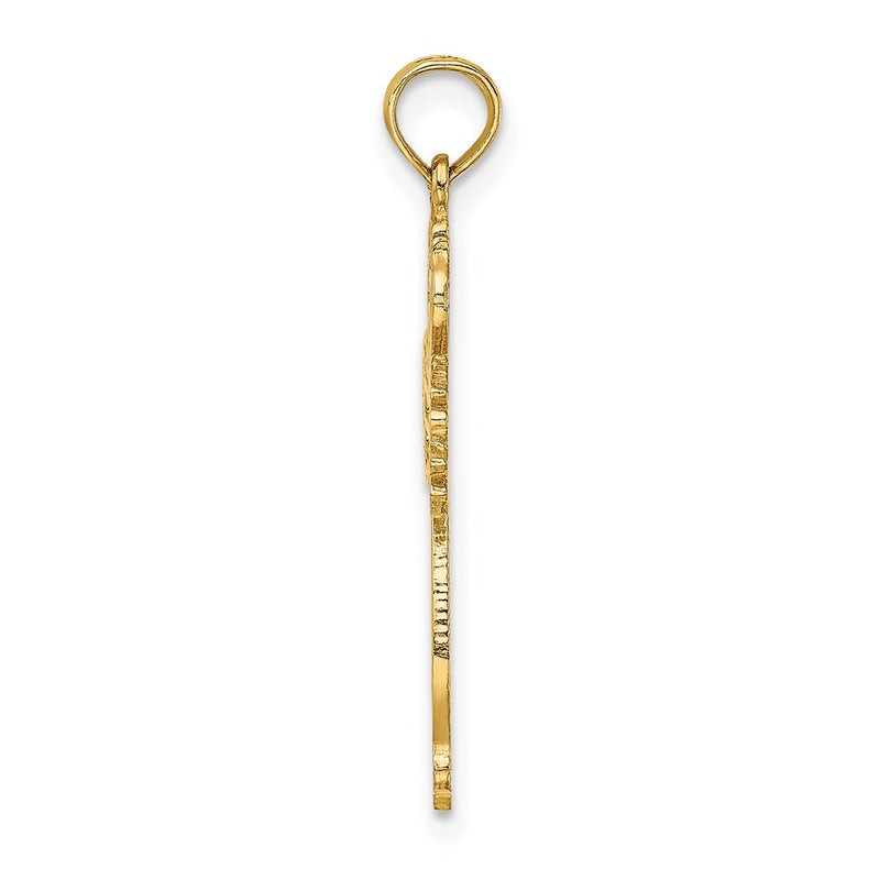 14K Yellow Gold Cut-Out Scroll Framed Cross Charm
