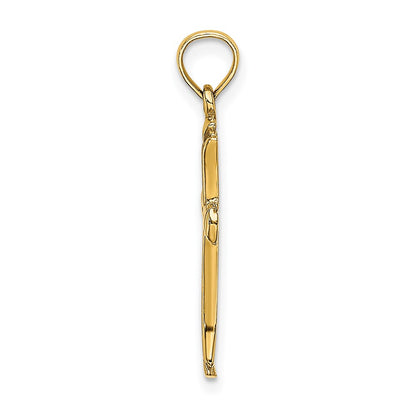 14K Yellow Gold Polished Beveled Cut-Out Cross Pendant