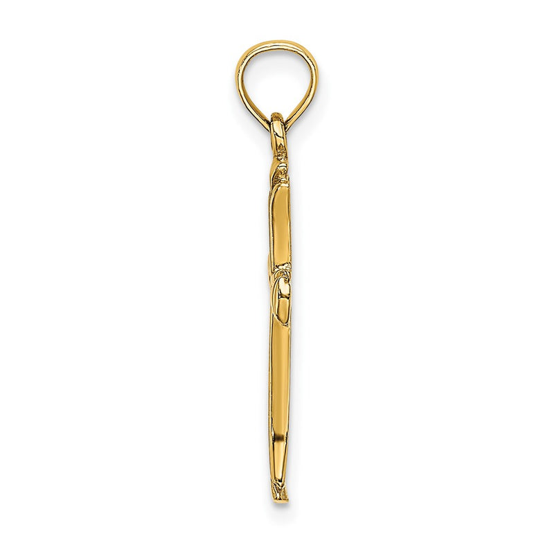 14K Yellow Gold Polished Beveled Cut-Out Cross Pendant
