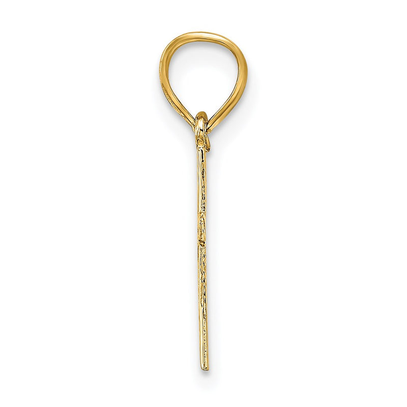 14K Yellow Gold Polished W/ Star Pattern Mini Cross Charm