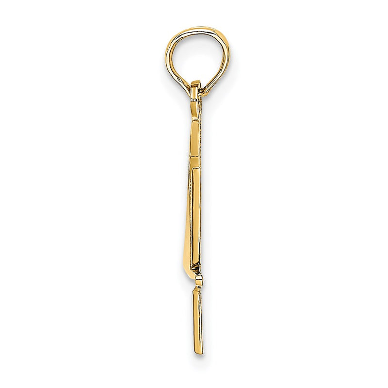 14K Yellow Gold Polished Star Of David W/Chai Charm