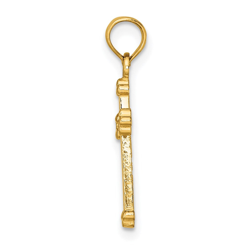 14K Yellow Gold Polished Beaded Cross