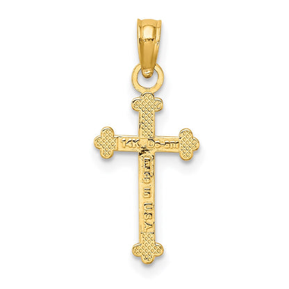 14K Yellow Gold Polished Beaded Cross
