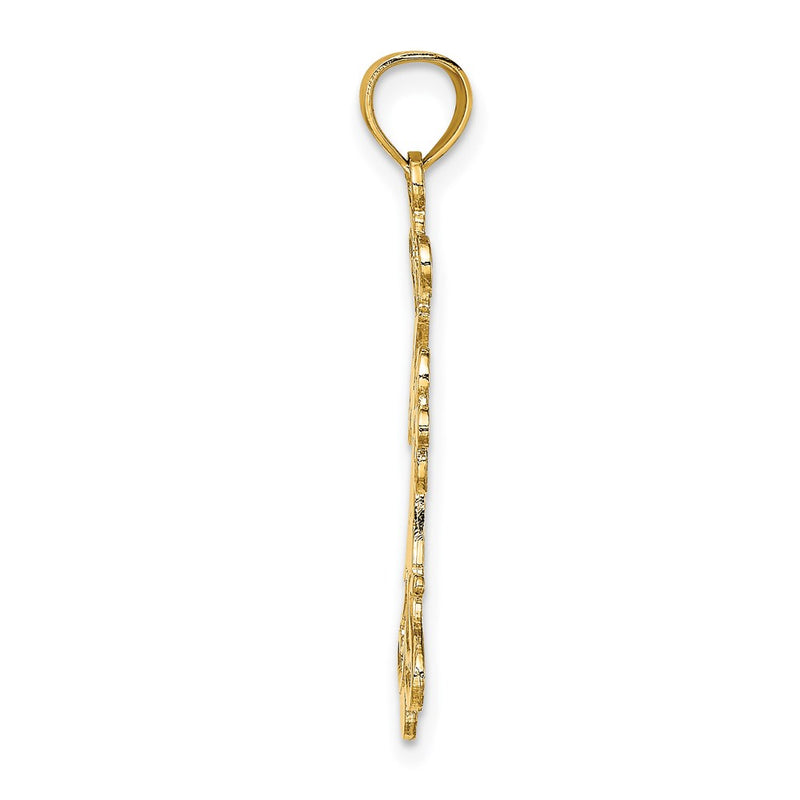 14K Yellow Gold Polished Fancy Cross Charm
