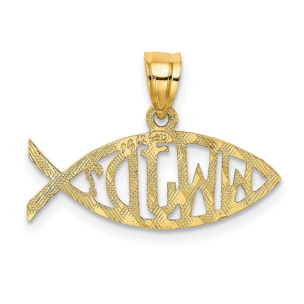 14K Yellow Gold Wwjd Ichthus Charm
