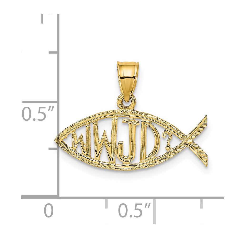 14K Yellow Gold Wwjd Ichthus Charm