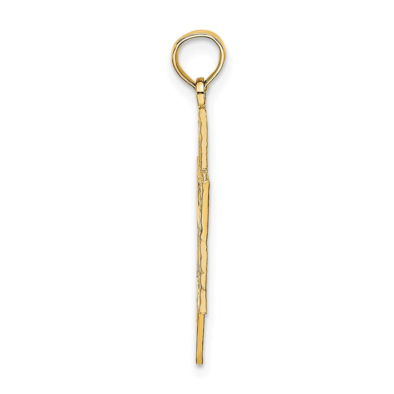 14K Yellow Gold Star Of David W/ Chi Center Charm