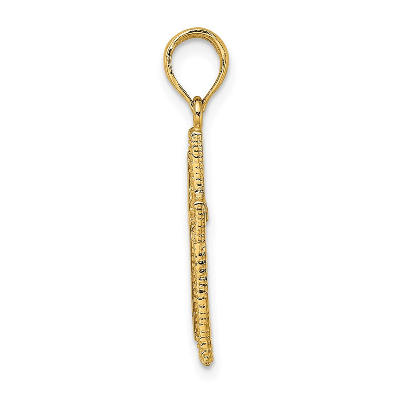 14K Yellow Gold Cross W/ Textured Border Design Charm