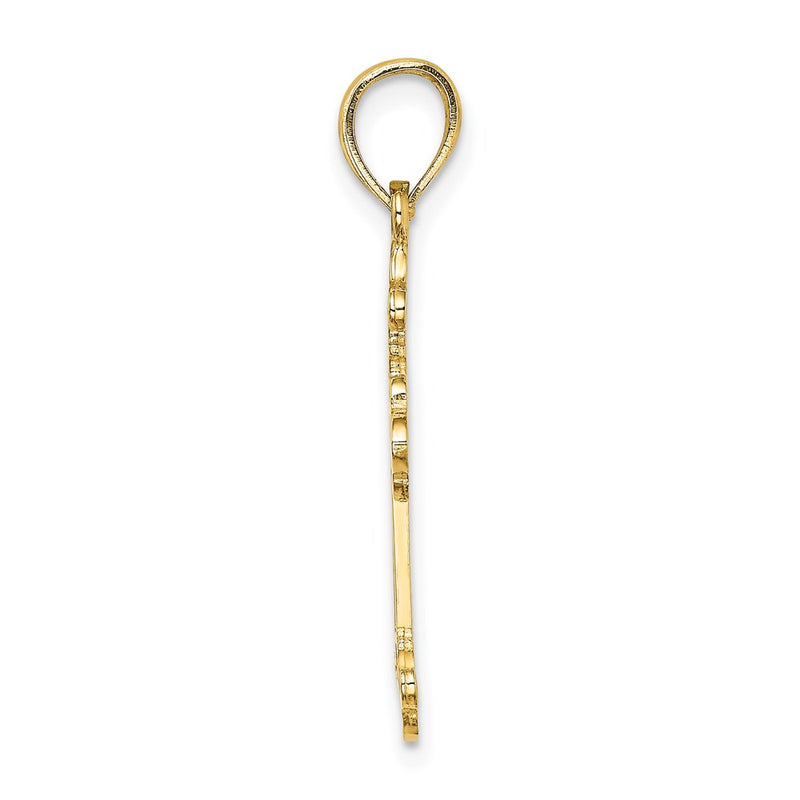 14K Yellow Gold Budded Cross Charm
