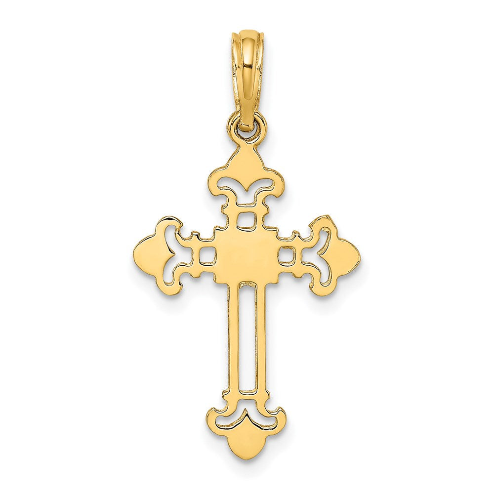 14K Yellow Gold Budded Cross Charm