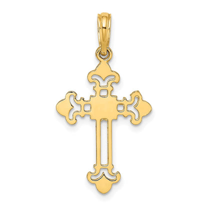 14K Yellow Gold Budded Cross Charm