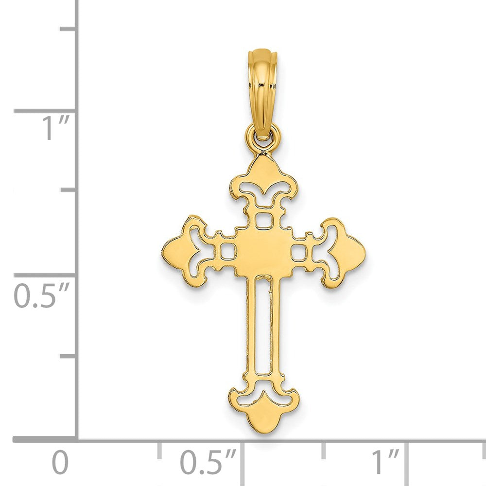 14K Yellow Gold Budded Cross Charm