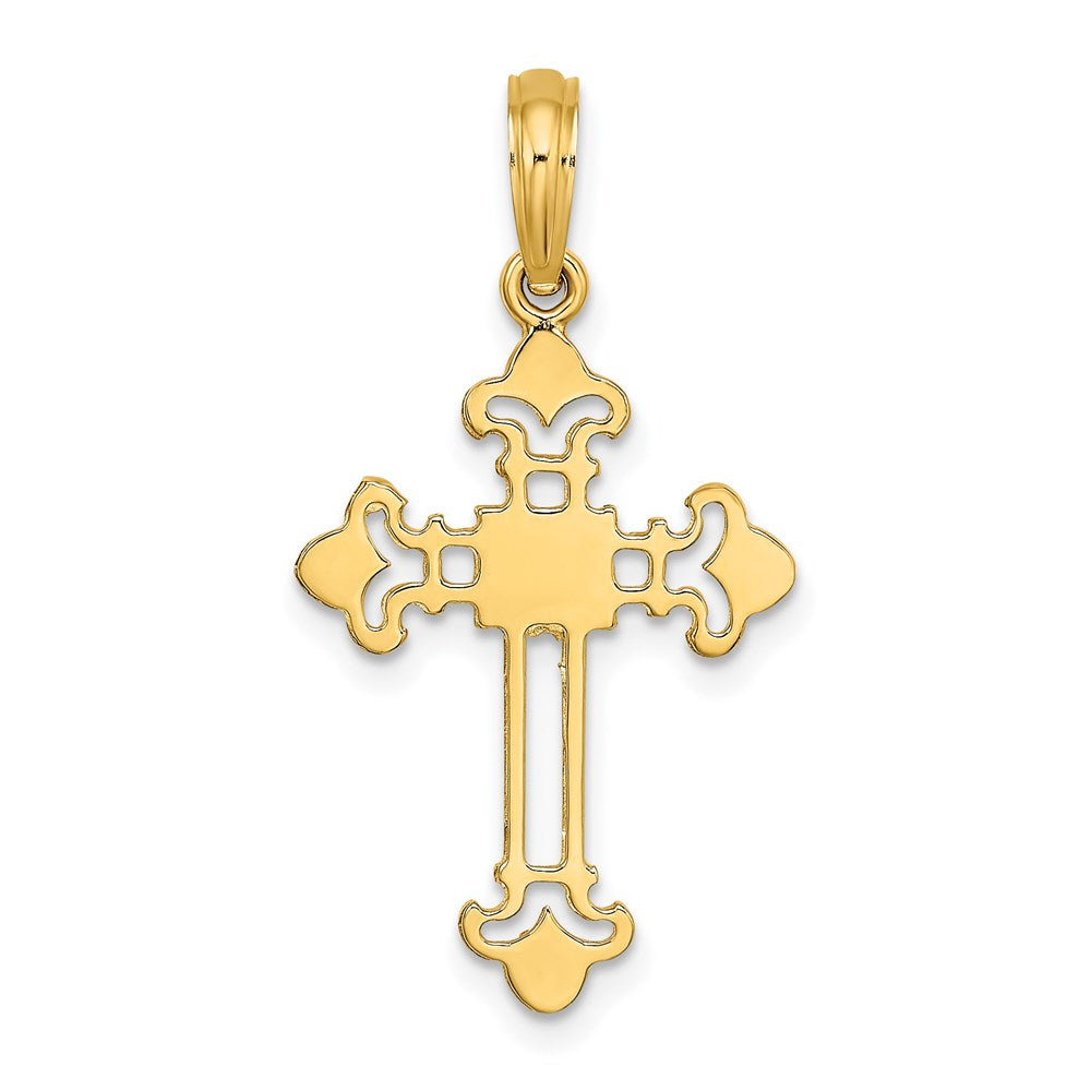 14K Yellow Gold Budded Cross Charm